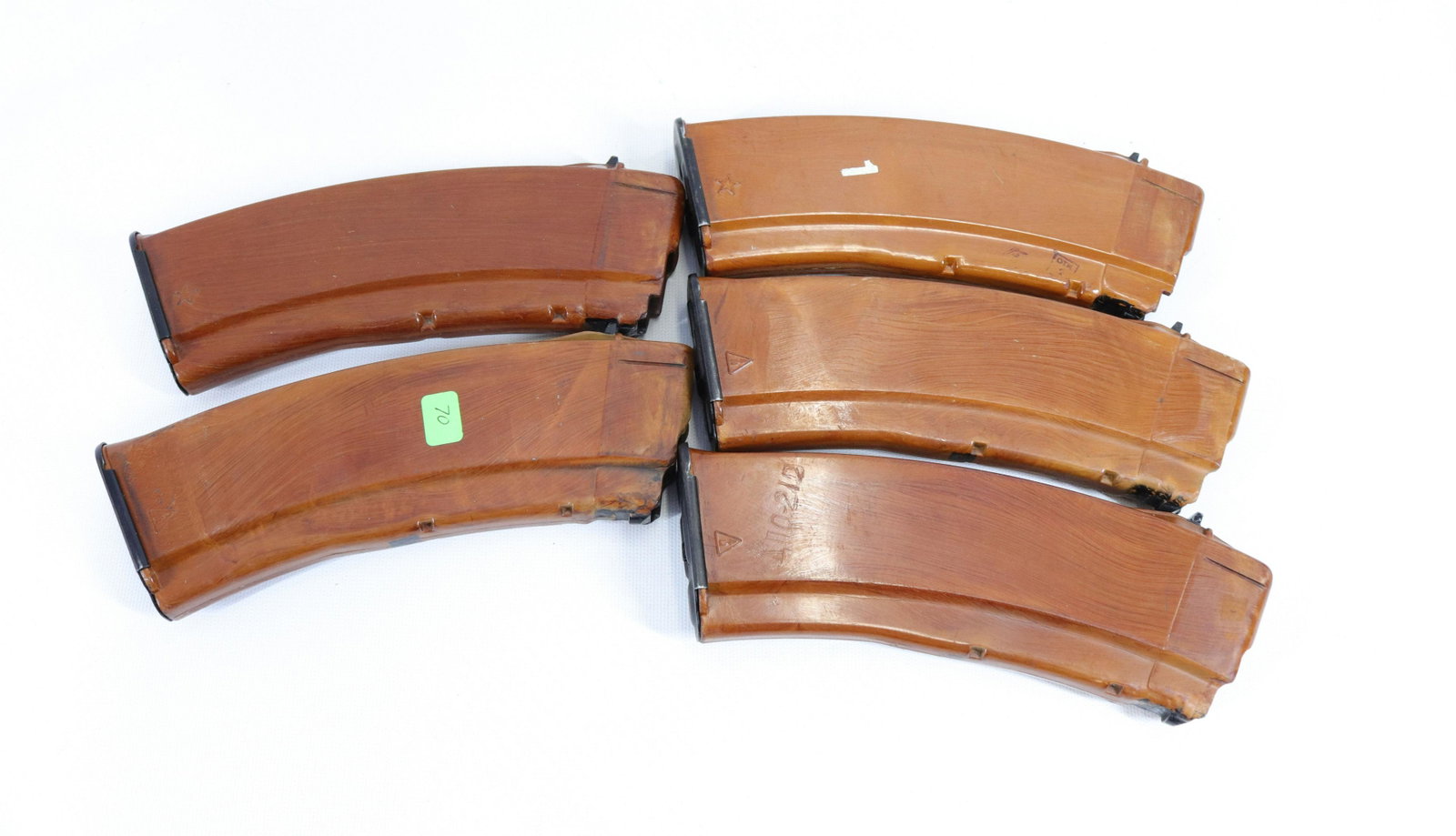 LOT OF AK74 MAGAZINES: (5) CLIPS IN ORIGINAL BAKELITE - 30 ROUND CLIPS