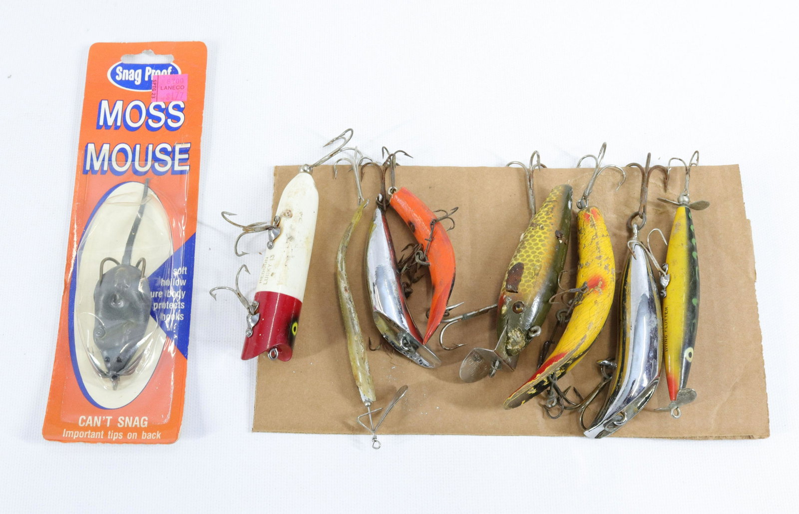 VINTAGE FISHING LURES: (9) LURES - SOME WOOD AND PLASTIC