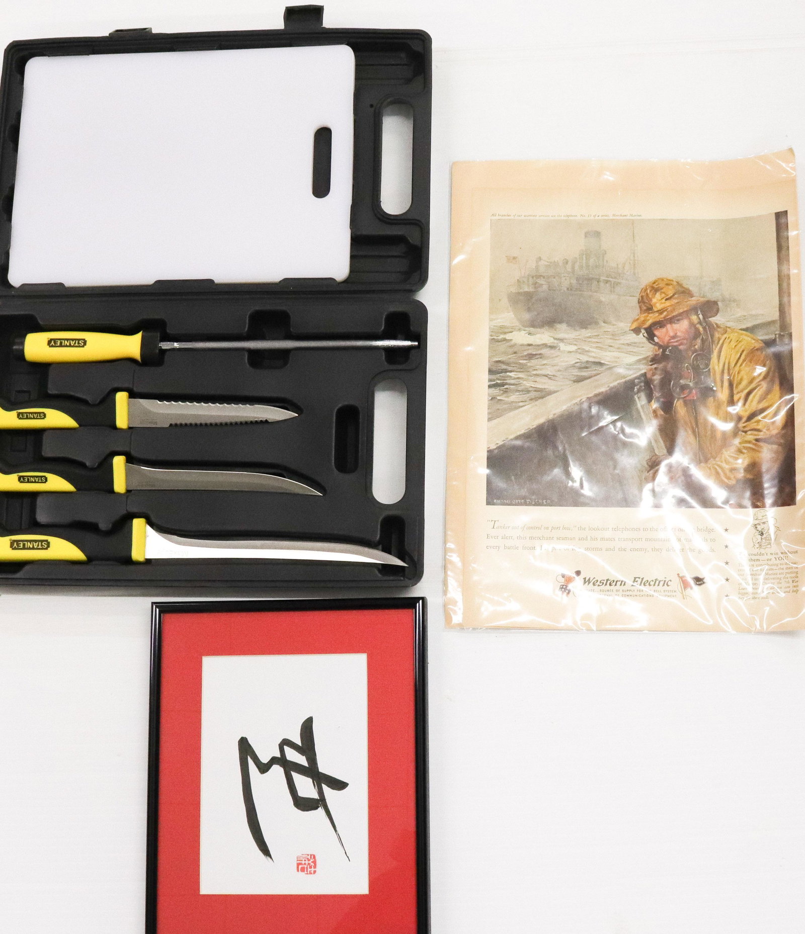 STANLEY FILET KNIFE SET: KNIFE SET WITH ASIAN PRINT AND ADVERTISEMENT