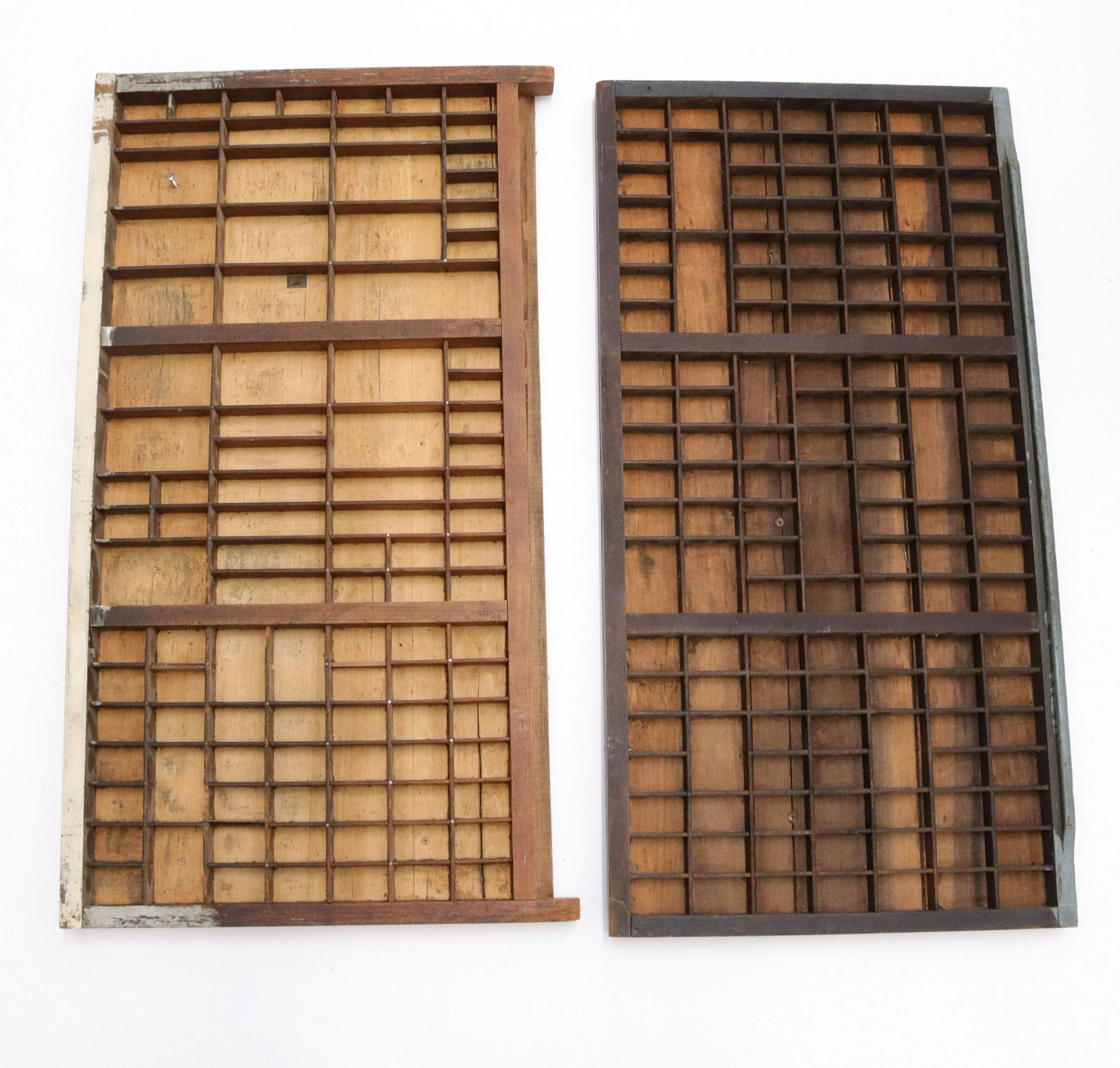 Pr. of type case drawers: Description: Divided display type cases with painted fronts Condtion: As found - see photos for description and condition Size: 32" X 16 1/2" Consignor: JS Terms: This is an On-Site Online Only Auct