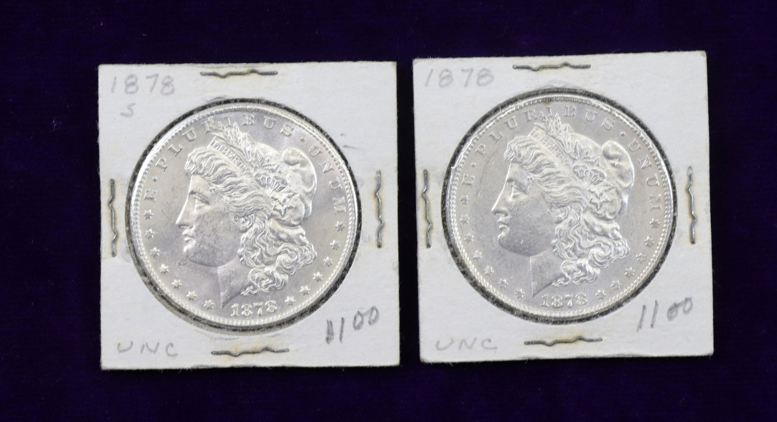 (2) MORGAN SILVER DOLLARS--1878 AND 1878 S (1 of 2)