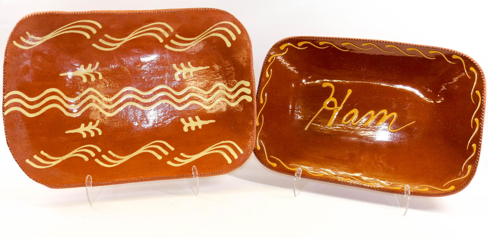 (2) MODERN REDWARE PLATTERS (1 of 4)