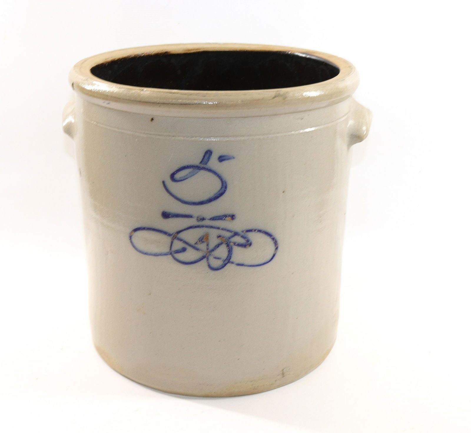 BLUE DECORATED STONEWARE CROCK (1 of 5)