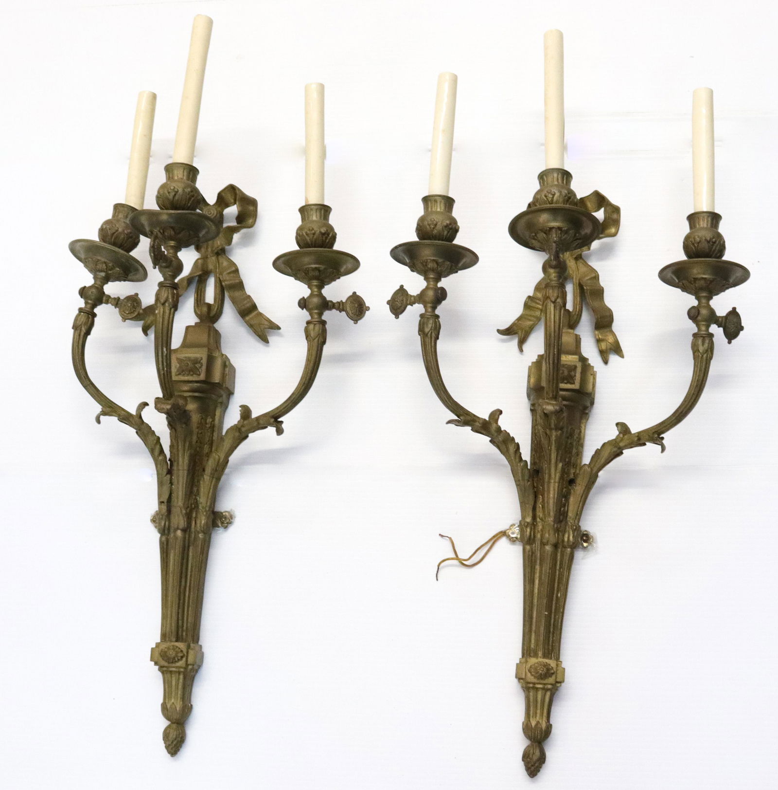 PAIR OF BRONZE WALL SCONCES (1 of 3)