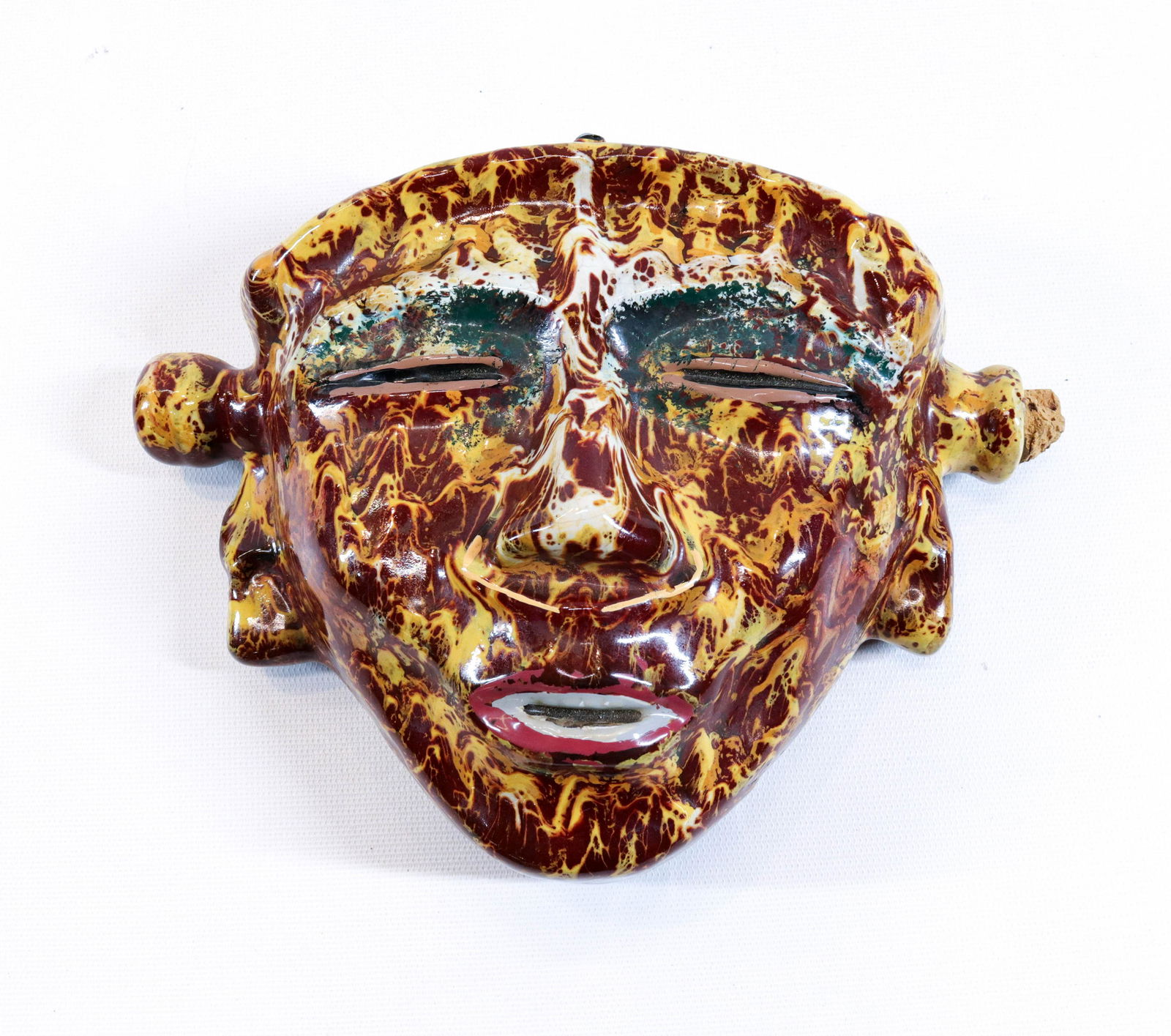 POTTERY FACE SHAPED FLASK (1 of 4)