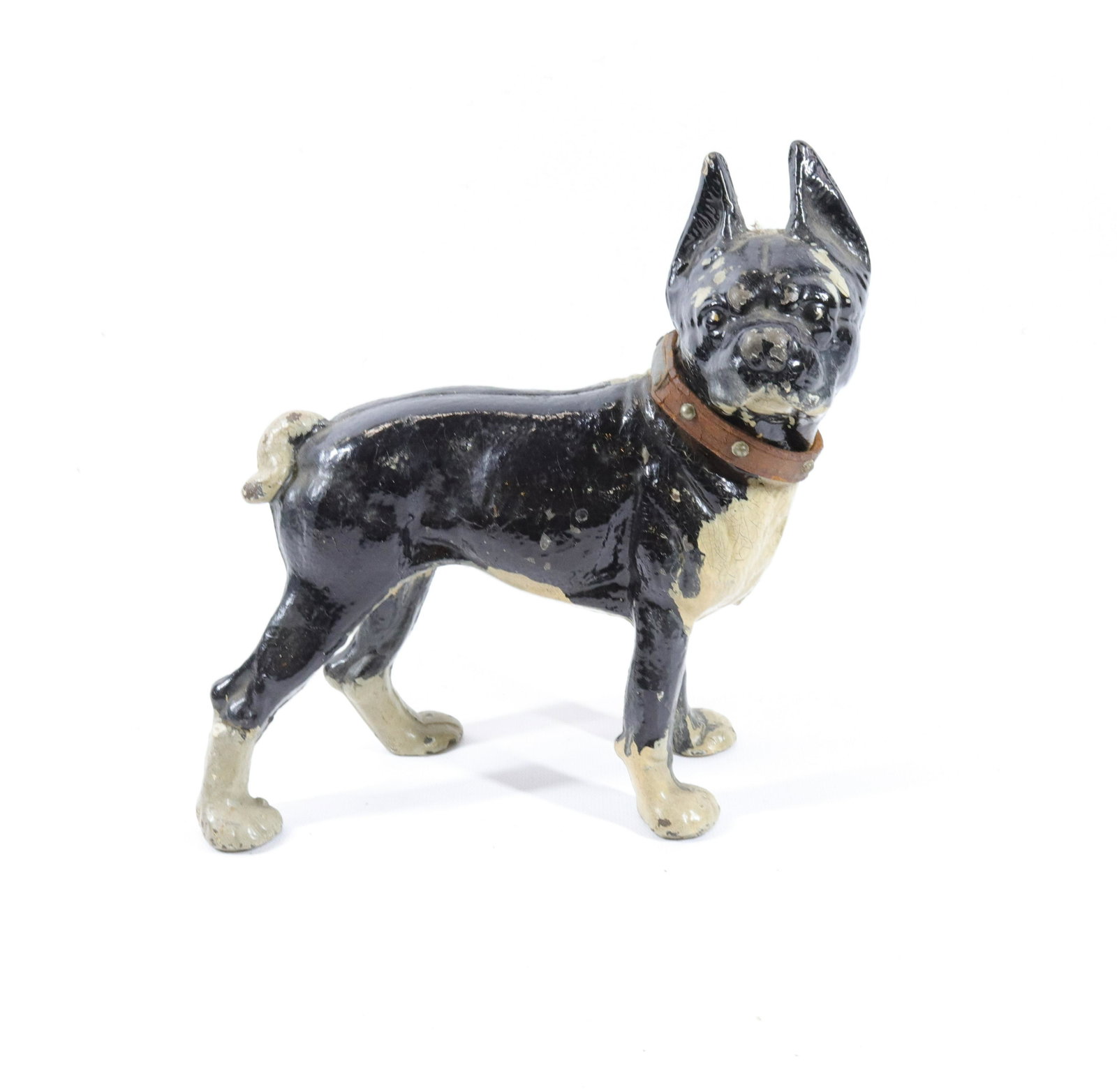 CAST IRON DOG DOORSTOP: LEATHER COLLAR Size 9" X 8 1/2"