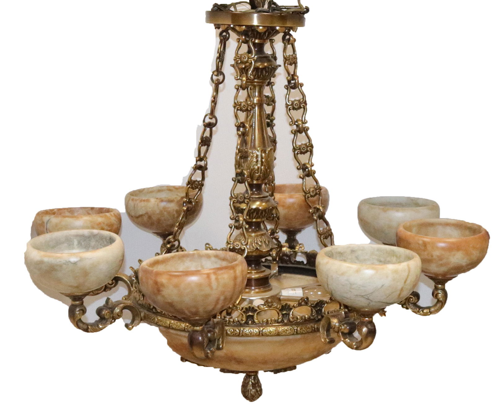 ALABASTER BRONZE CHANDELIER (1 of 4)