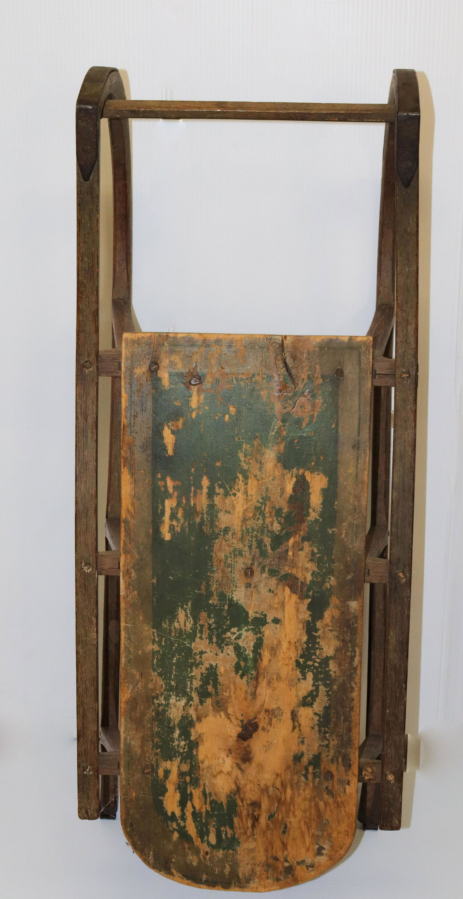 PAINTED WOODEN SLED: WOOD WITH IRON RUNNERS Size 37" X 14"