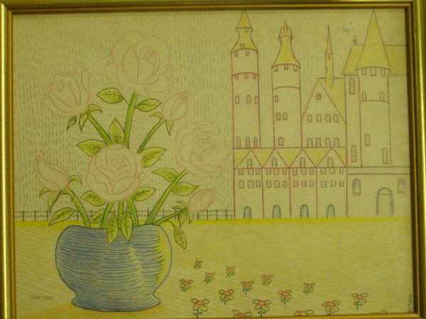 14 X 18 CRAYON DRAWING BY JACK SAVITSKY QUEBEC 196: 14 X 18 CRAYON DRAWING BY JACK SAVITSKY QUEBEC 1965