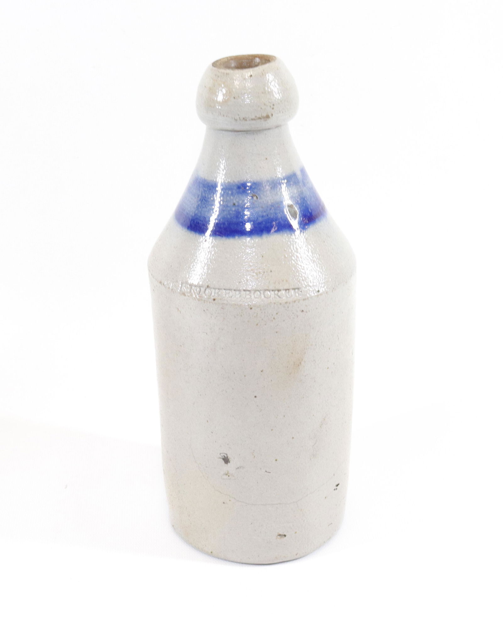 STONEWARE ADV. BOTTLE: COBALT BLUE STRIP - IMPRESSED "SS KNICKERBOCKER" SIZE: 10 1/4" H