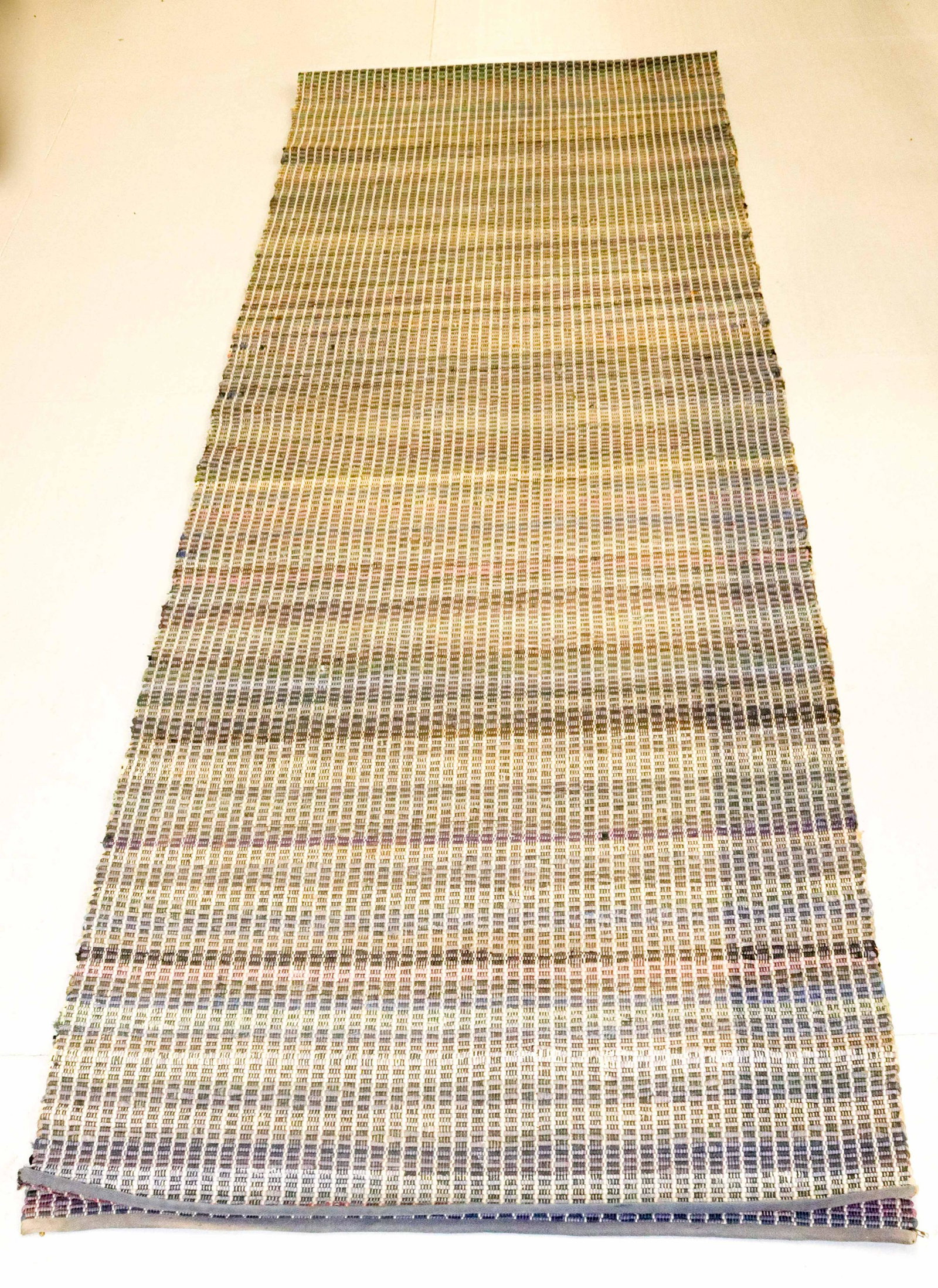 VINTAGE WOVEN RUNNER: RAG RUG IN EARTH TONES SIZE: 200" X 36"