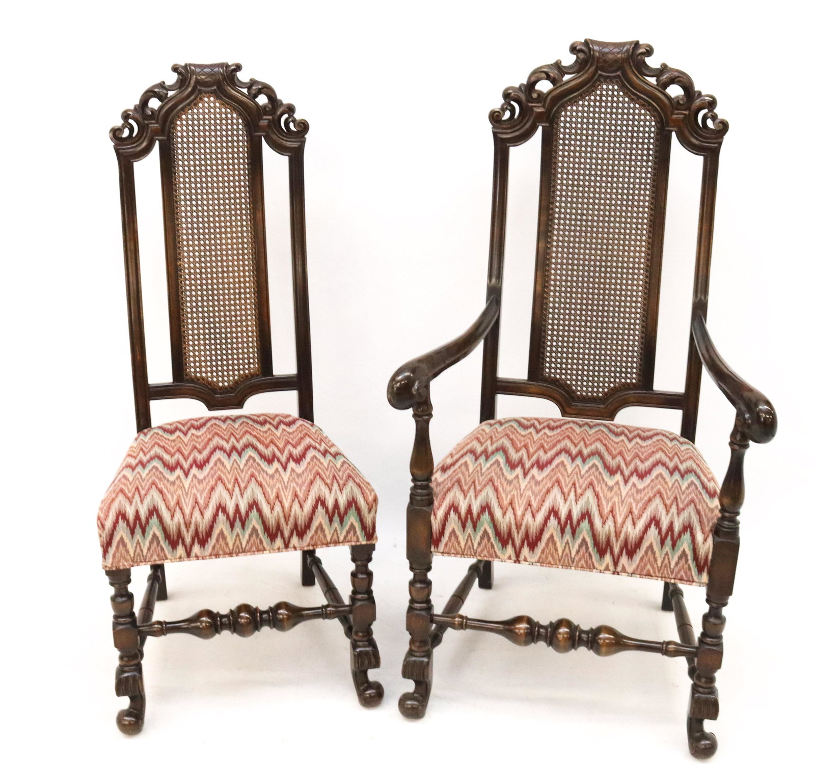 PAIR OF MAHOGANY UPHOLSTERED CHAIRS (1 of 2)