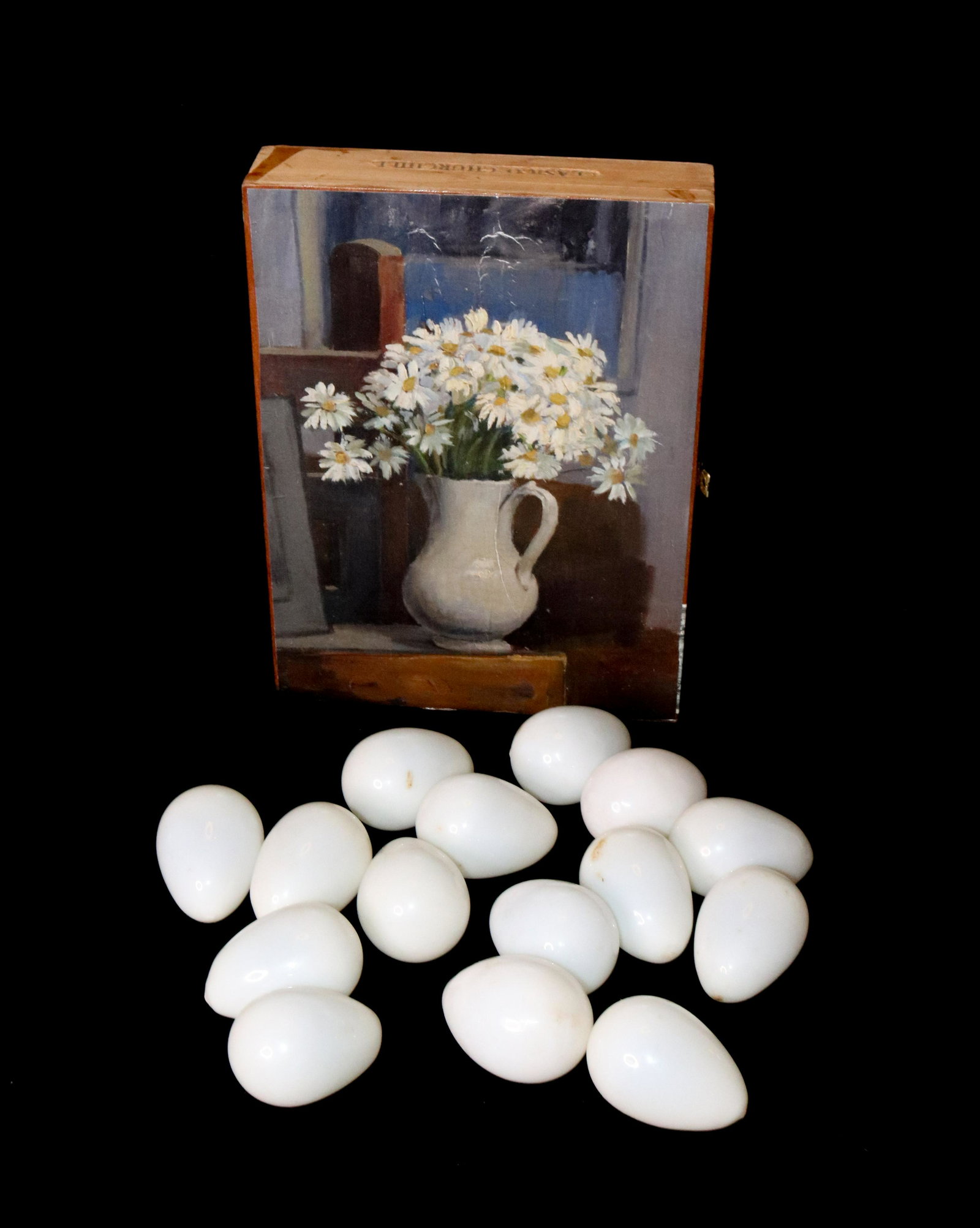 MILK GLASS EGG LOT: (15) BLOWN GLASS EGGS