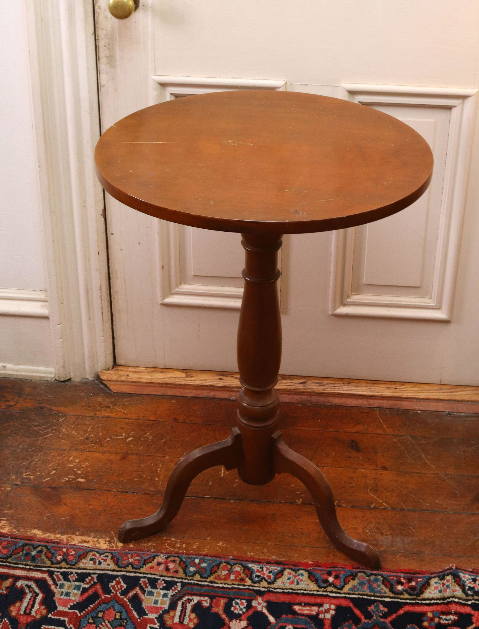 CHERRY TILT TOP TABLE: 19TH CENTURY TILT TOP TABLE WITH TRIPOD BASE