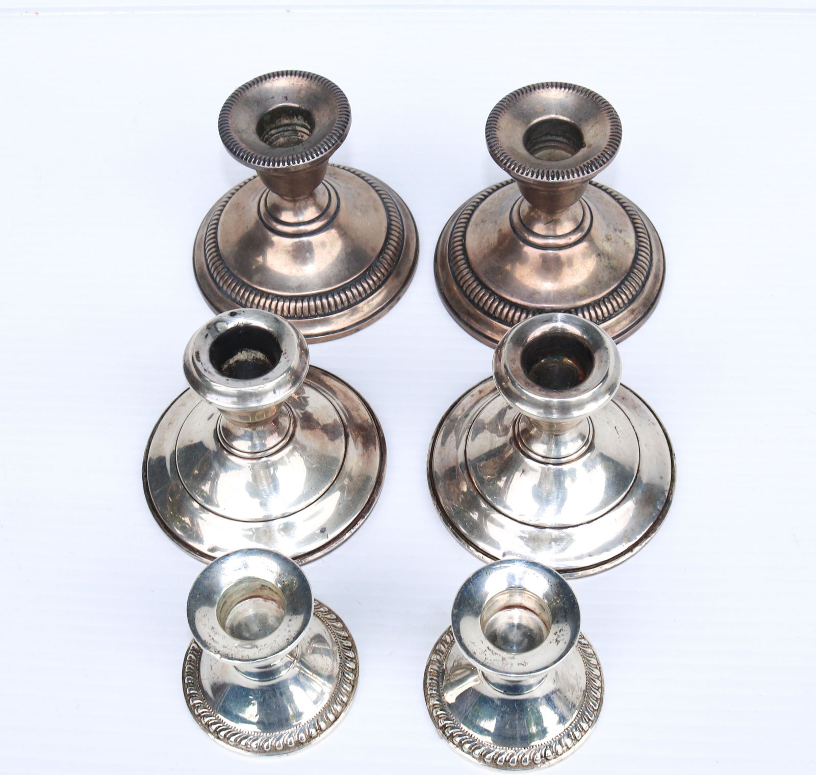 LOT OF (6) STERLING WEIGHTED CANDLESTICKS (1 of 4)