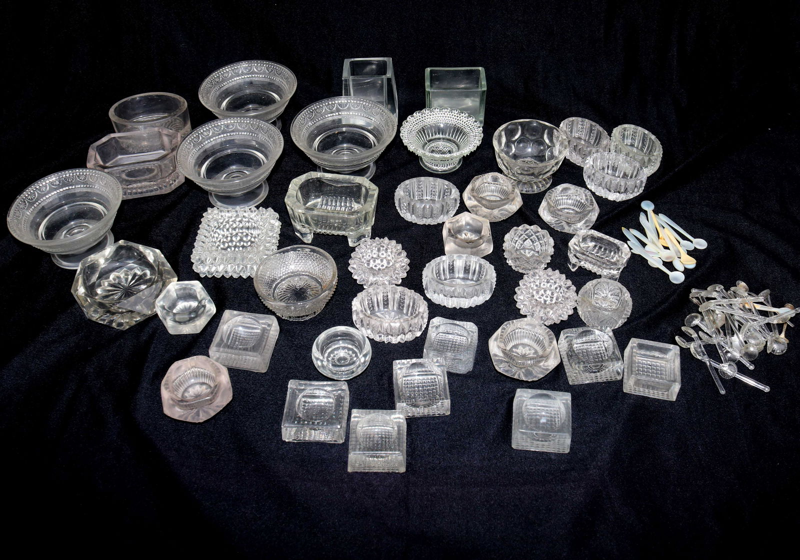 EARLY PRESSED GLASS SALT LOT (1 of 3)