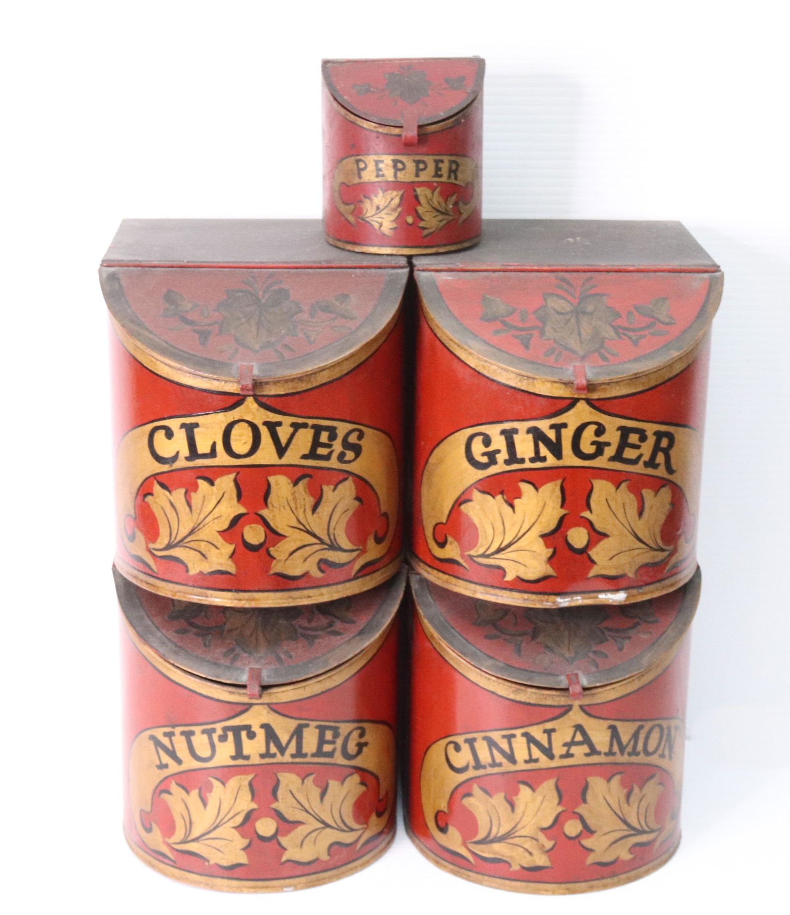 GROUP OF PAINTED SPICE TINS (1 of 2)