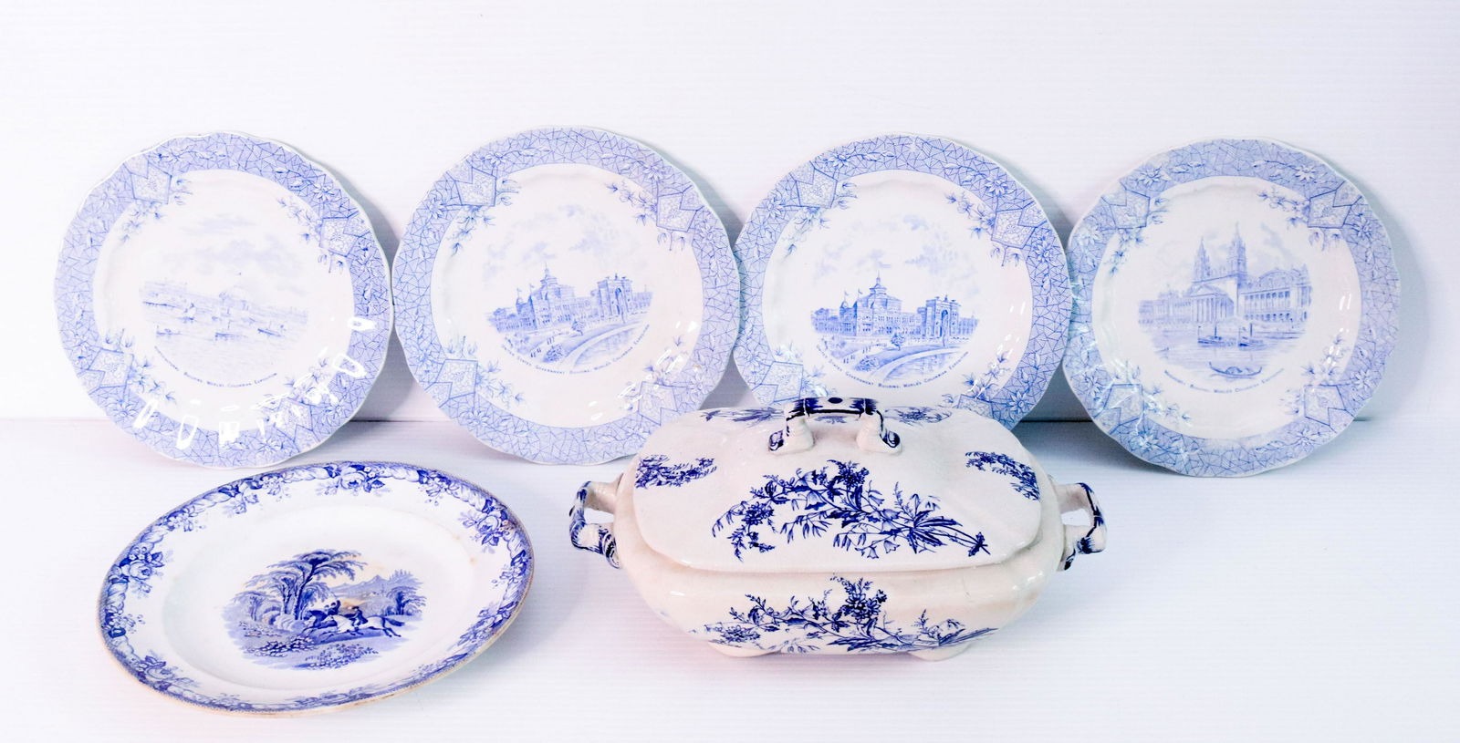 (4) COLUMBIAN EXPOSITION TRANSFERWARE PLATES (1 of 6)