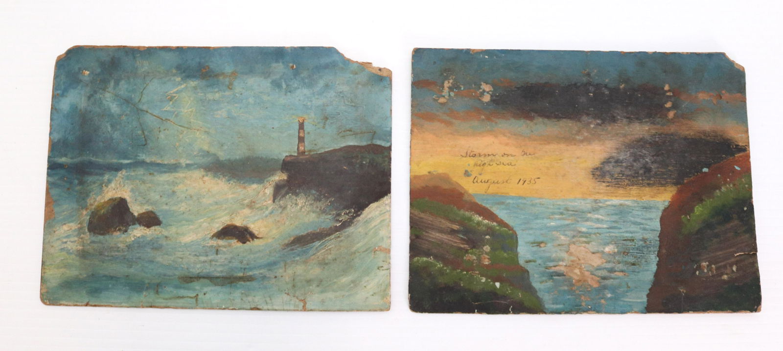 PR. OF EARLY OIL ON BOARD SEASCAPES (1 of 5)