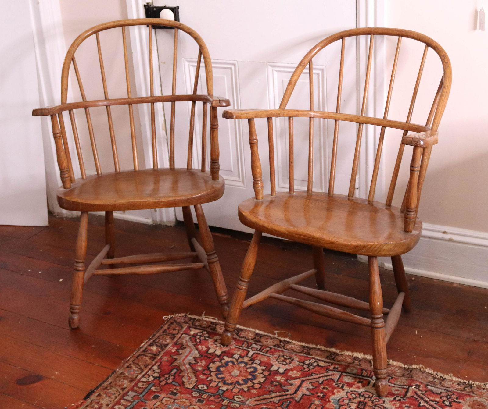 PR. OAK SACK BACK WINDSOR CHAIRS (1 of 3)