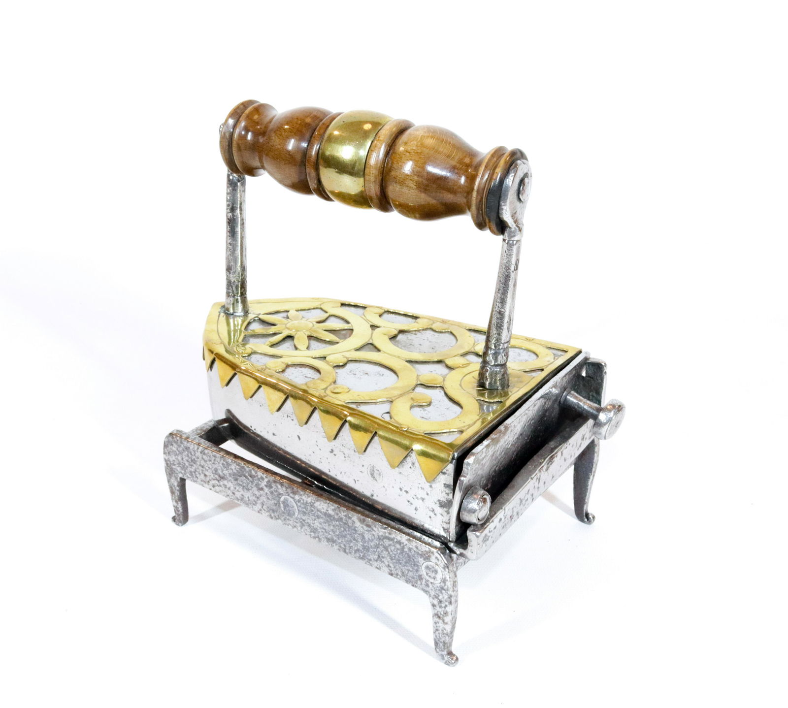 Fancy German Box Iron with Brass Overlay (1 of 3)