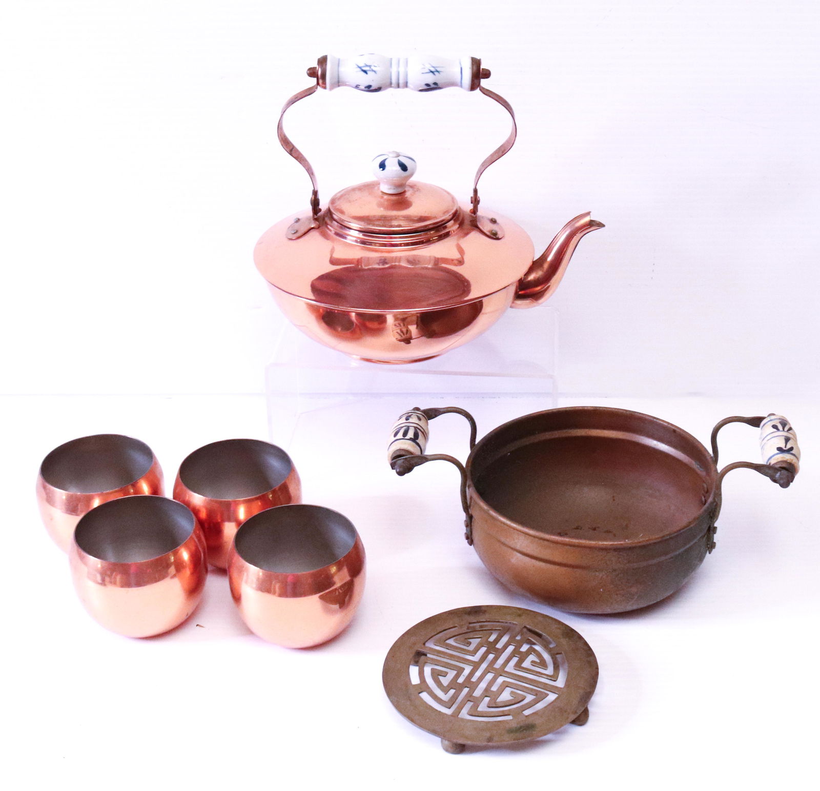 COPPER AND BRASS TEA SET (1 of 3)