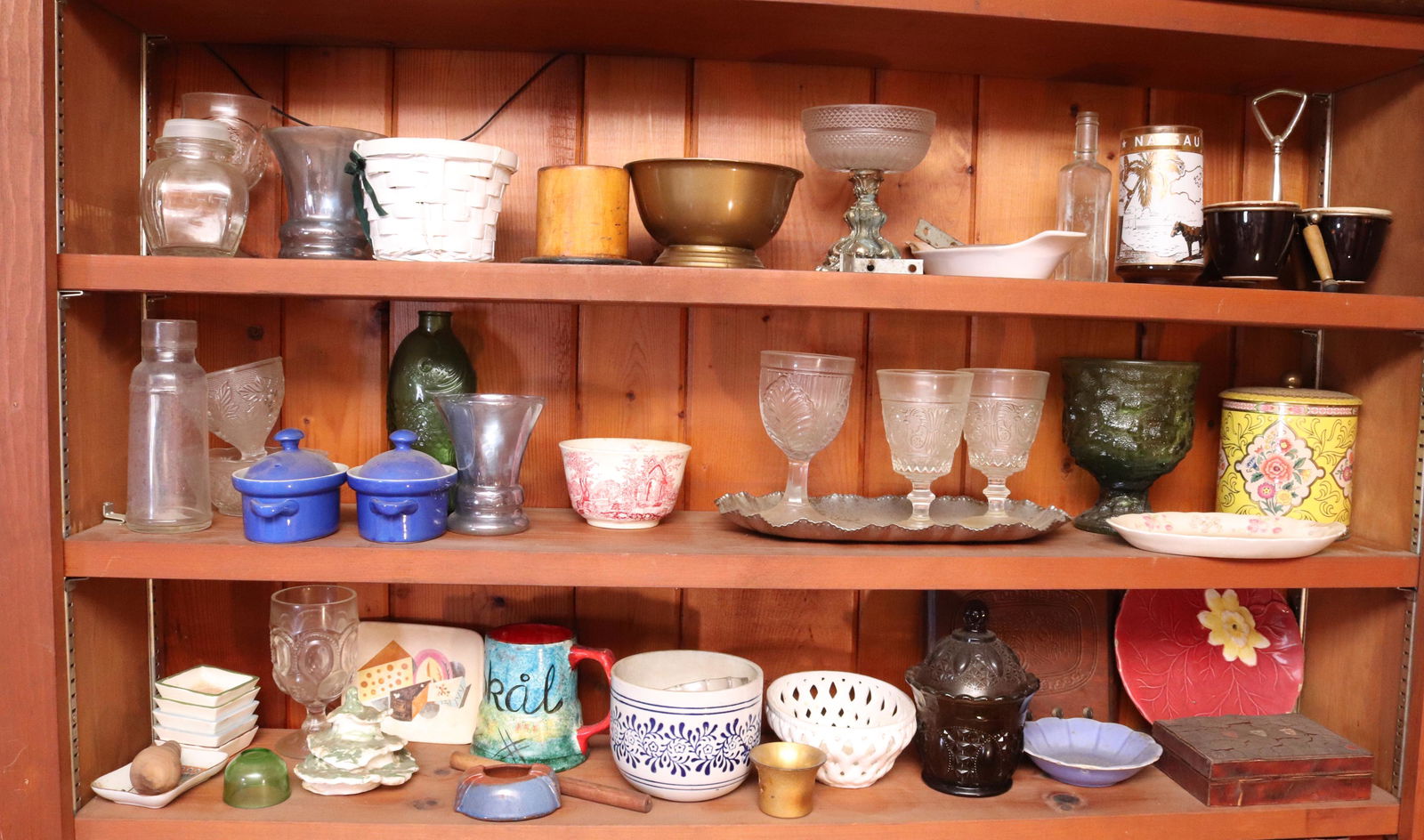 ANTIQUES AND KNICK-KNACKS ON SHELF (1 of 3)