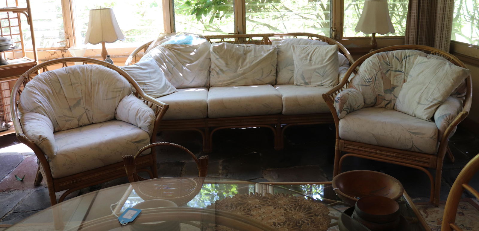 RATTAN SOFA AND CHAIRS SET (1 of 2)