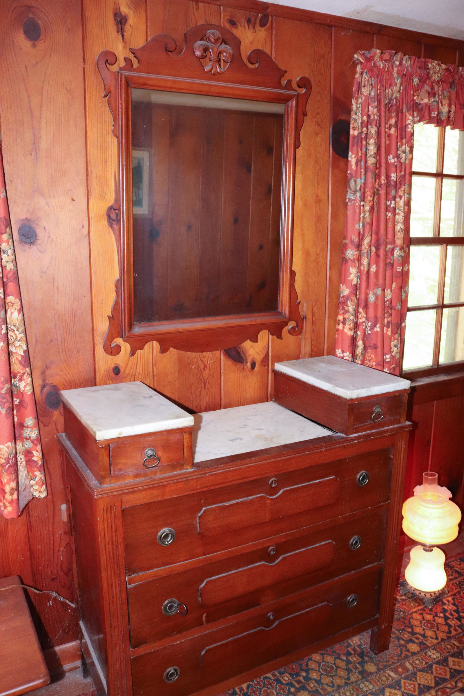 MARBLE TOP DRESSER AND MIRROR (1 of 4)