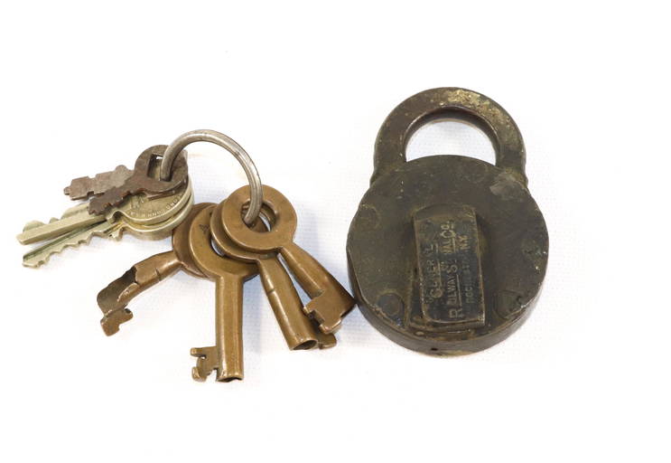 Brass Railroad Lock And Keys