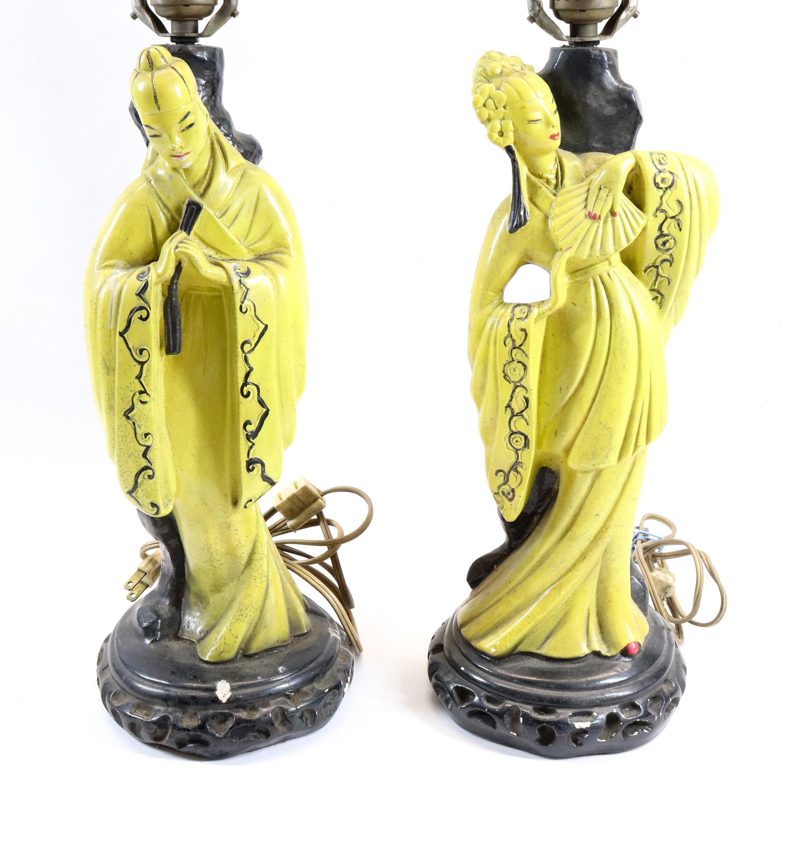 PAIR OF CHALKWARE FIGURAL LAMPS (1 of 3)