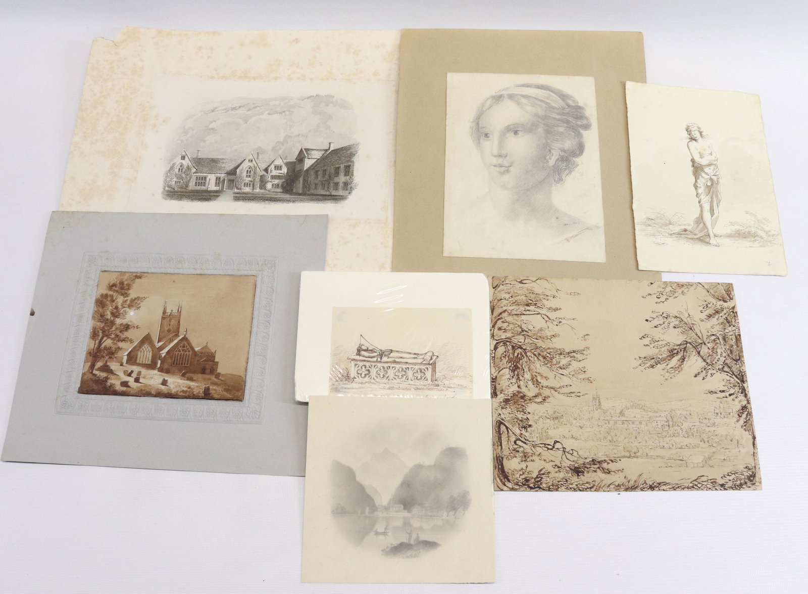 (6) VINTAGE EUROPEAN DRAWINGS (1 of 7)