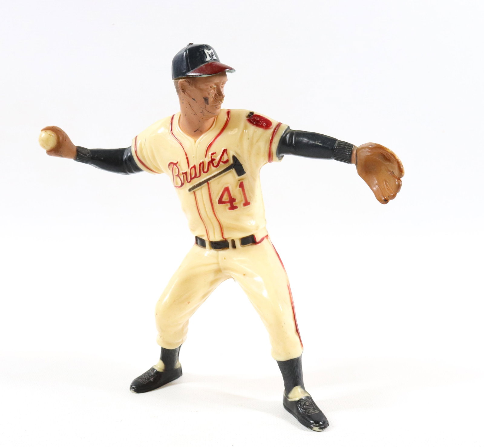 VINTAGE EDDIE MATHEWS HARTLAND FIGURE: MOLDED PLASTIC FIGURE OF EDDIES MATHEWS THROWING BASEBALL - COPYRIGHT HARTLAND PLASTICS. INC 7 1/4" H