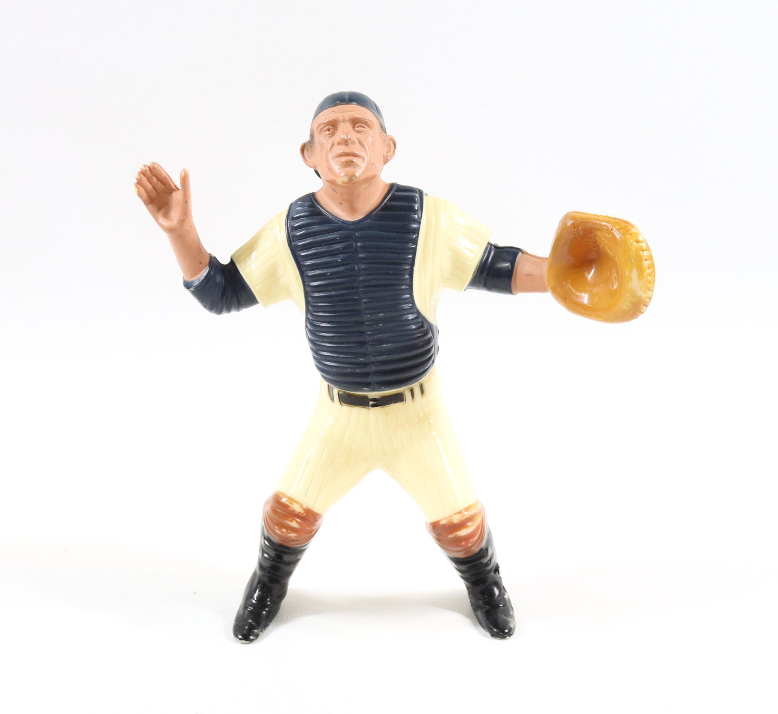 VINTAGE YOGI BERA HARTLAND FIGURE: MOLDED PLASTIC FIGURE OF YOGI BERA IN CATHERS GEAR - COPYRIGHT HARTLAND PLASTICS. INC 7" H