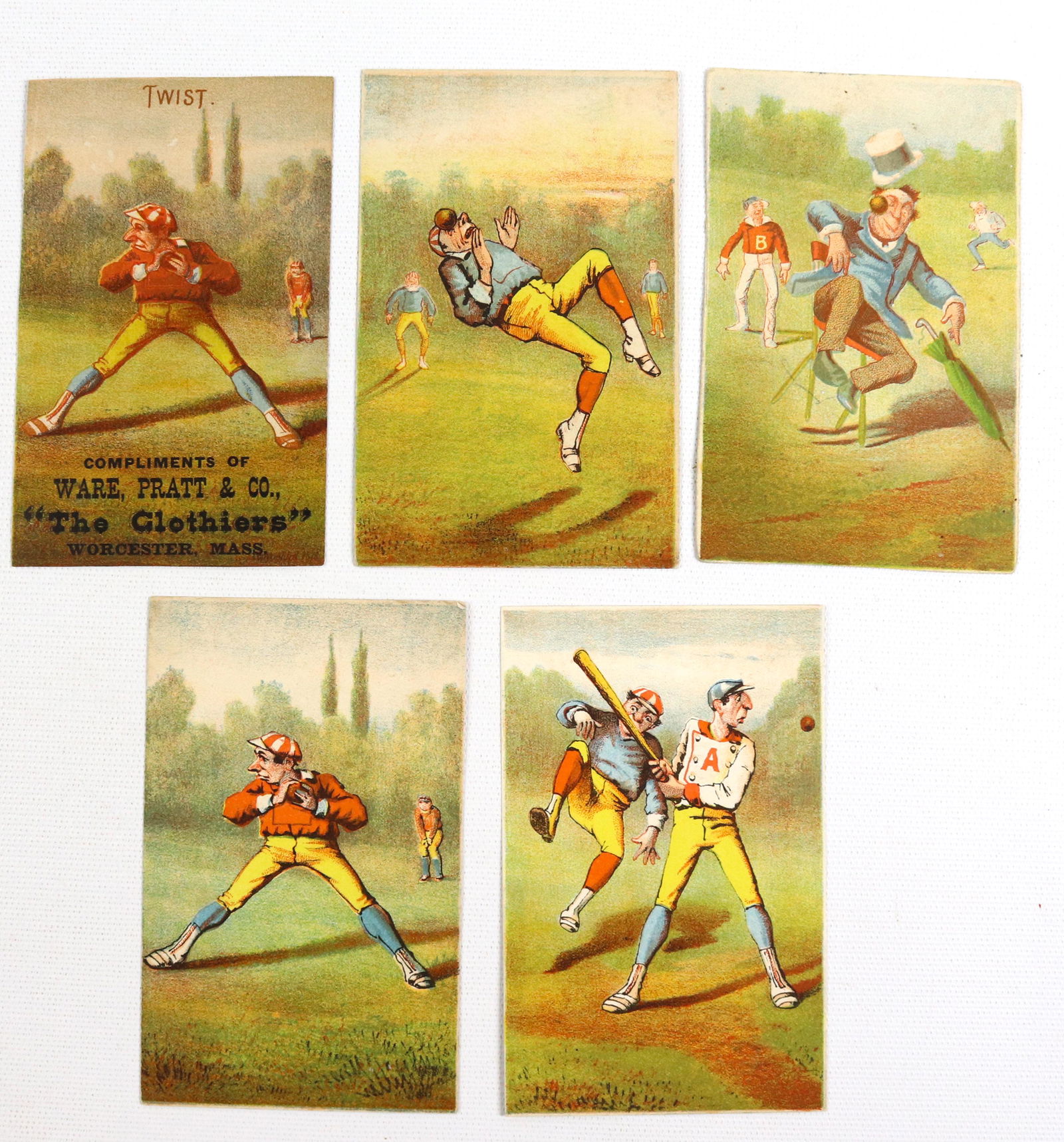 (5) VICTORIAN BASEBALL ADVERTISING TRADE CARDS (1 of 2)