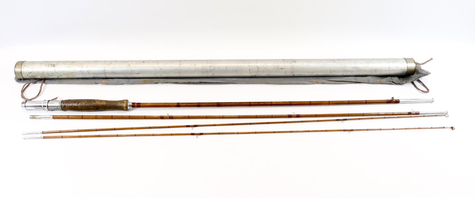 VINTAGE FLY FISHING ROD IN CASE: FOUR-PIECE MONTAGUE BAMBOO ROD IN ALUMINUM TUBE Dimensions 102" L PLEASE READ BEFORE BIDDING – PICKUP FOR THIS AUCTION WILL NOT BE UNTIL THE WEEK OF OCTOBER 25TH. PICK-UP WILL BE FROM 9:00AM TIL