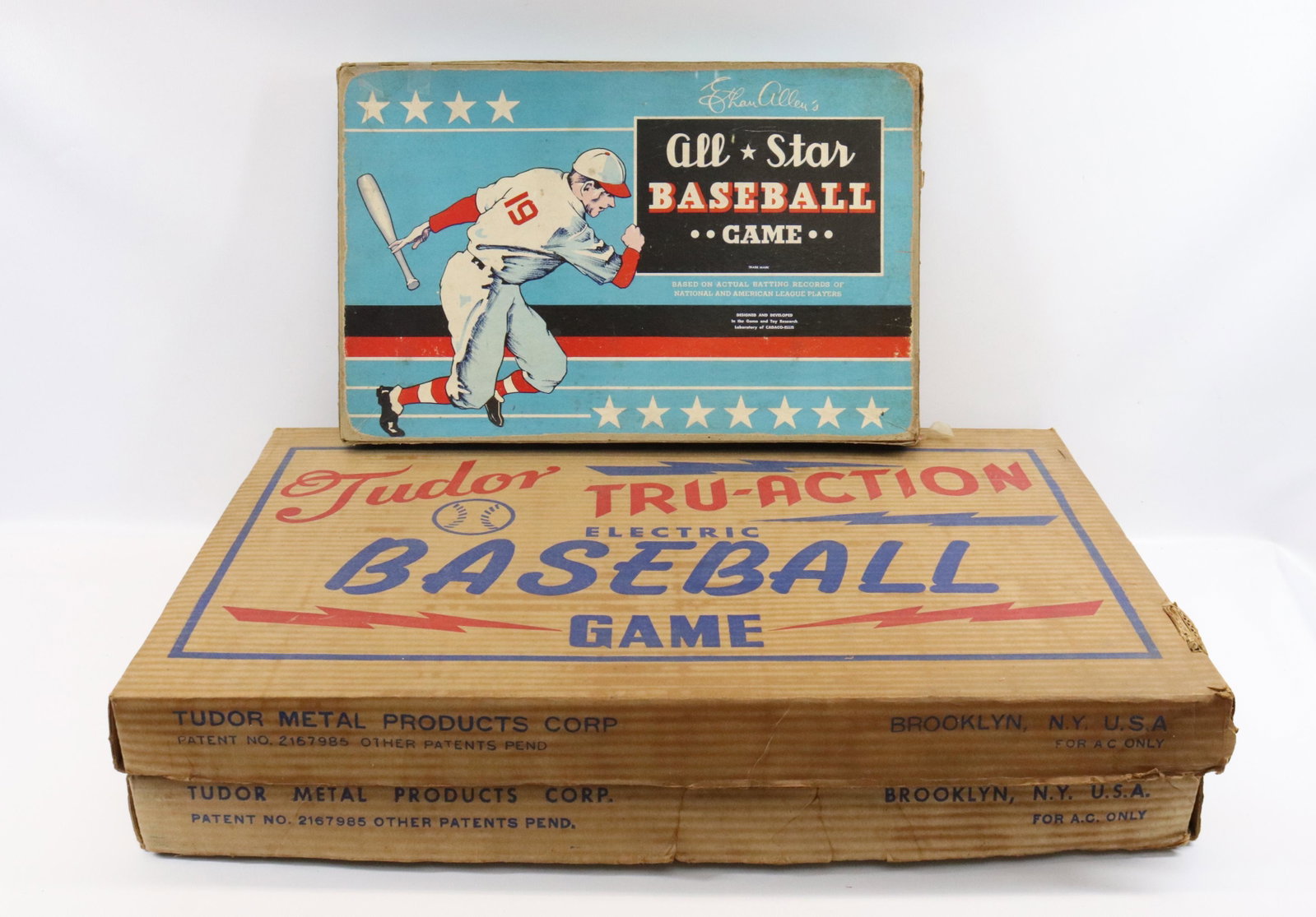 (3) VINTAGE SPORTS GAMES: INCLUDING: TUDOR TRU-ACTION ELECTRIC FOOTBALL AND BASEBALL WITH 1943 ALL STAR BASEBALL GAME Dimensions PLEASE READ BEFORE BIDDING – PICKUP FOR THIS AUCTION WILL NOT BE UNTIL THE WEEK OF OCTOBER 