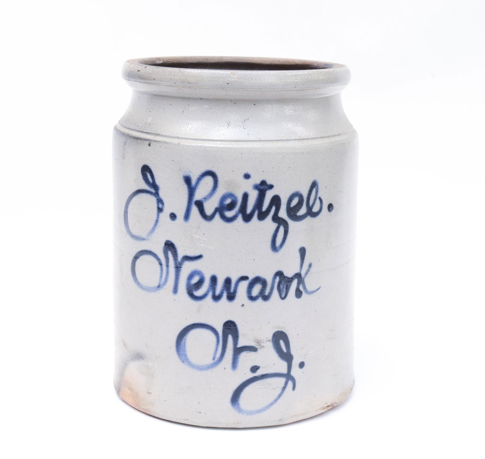 STONEWARE SCRIPT ADVERTISING CROCK (1 of 5)