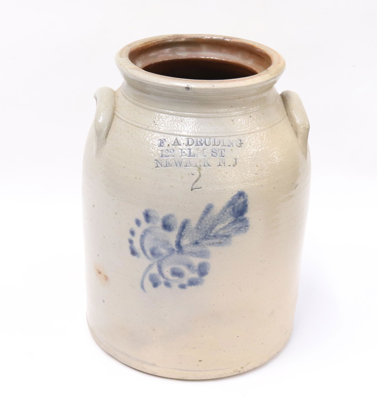 BLUE DECORATED STONEWARE CROCK (1 of 5)