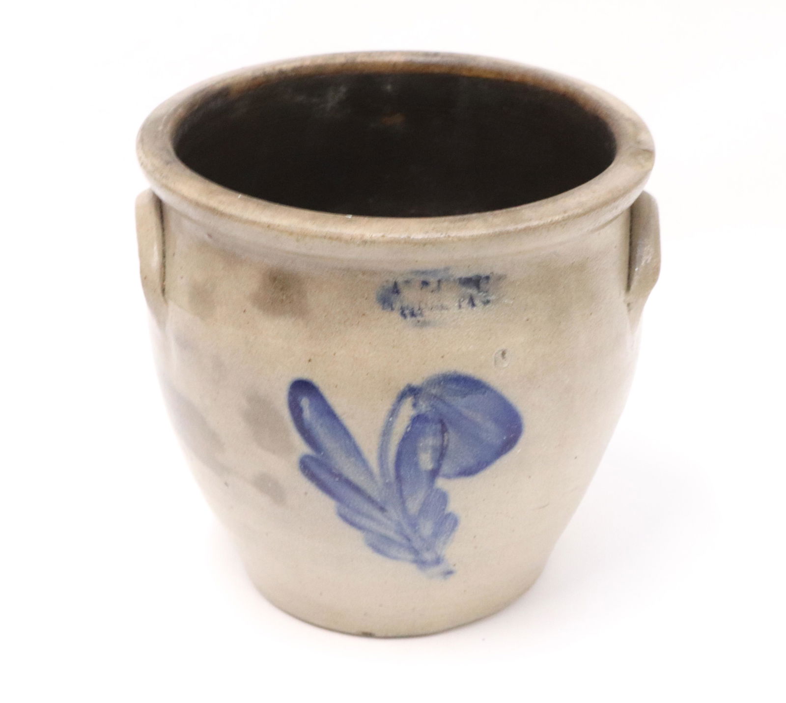 BLUE DECORATED STONEWARE CROCK (1 of 6)