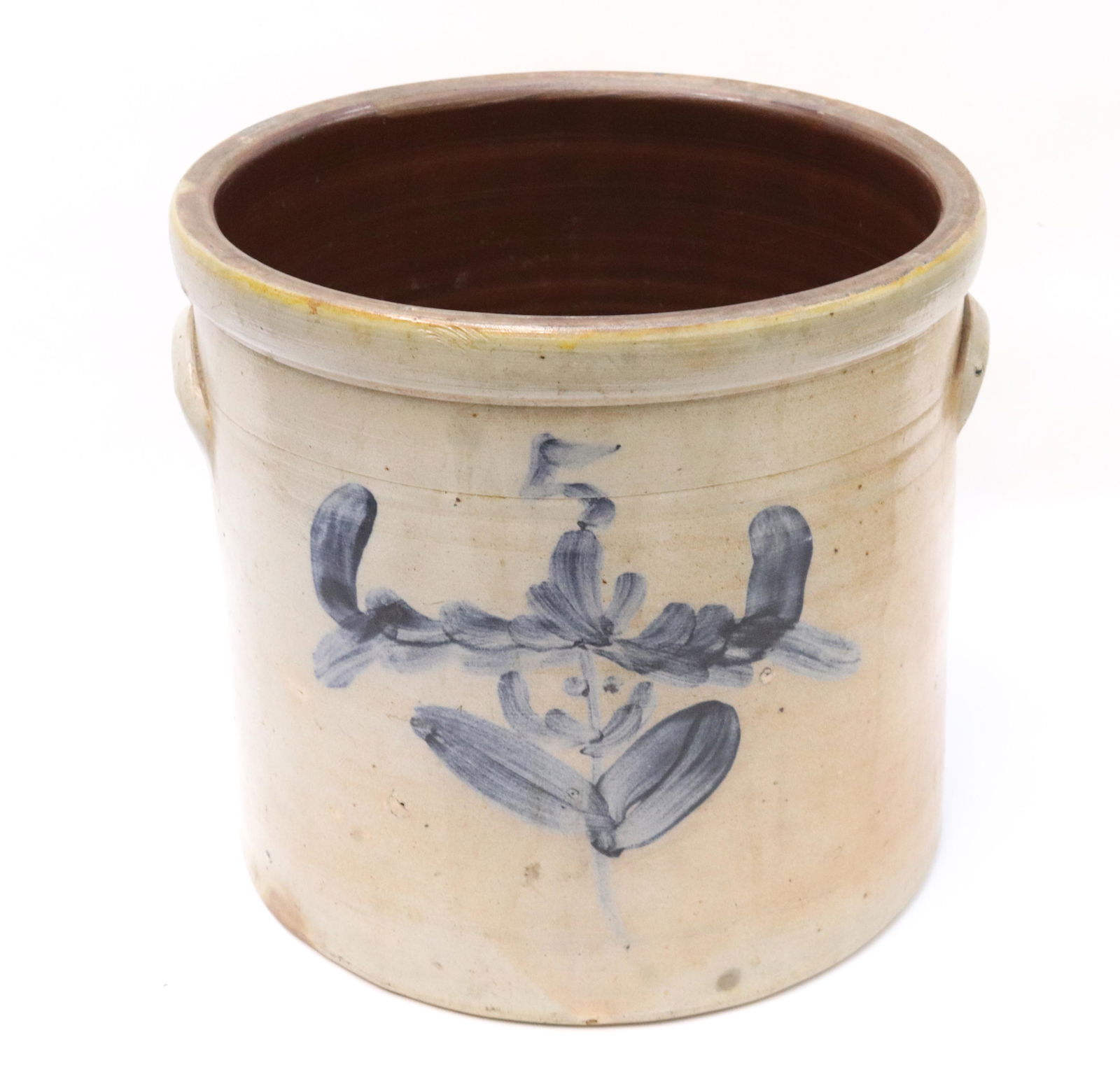 BLUE DECORATED STONEWARE CROCK (1 of 5)