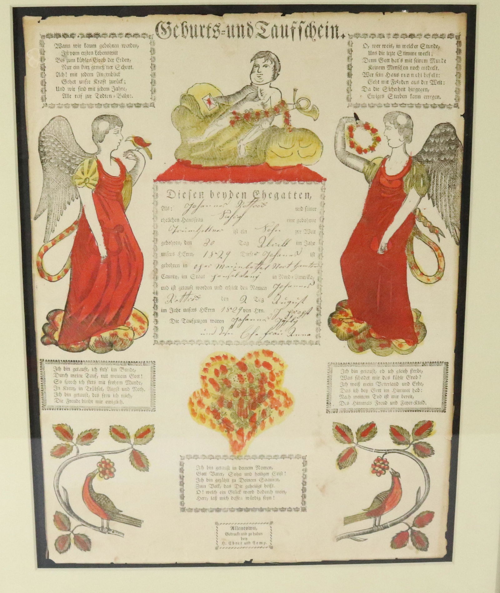 EARLY NORTHAMPTON COUNTY PA TAUFSCHEIN (1 of 5)