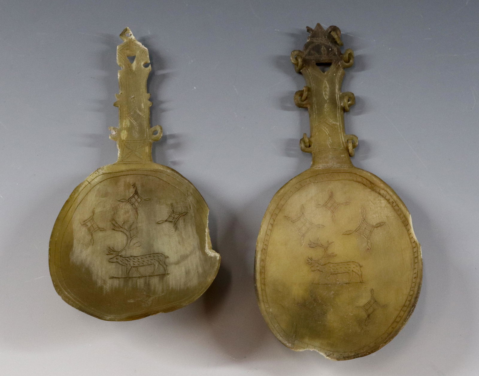 (2) CARVED ANTLER SPOONS (1 of 2)