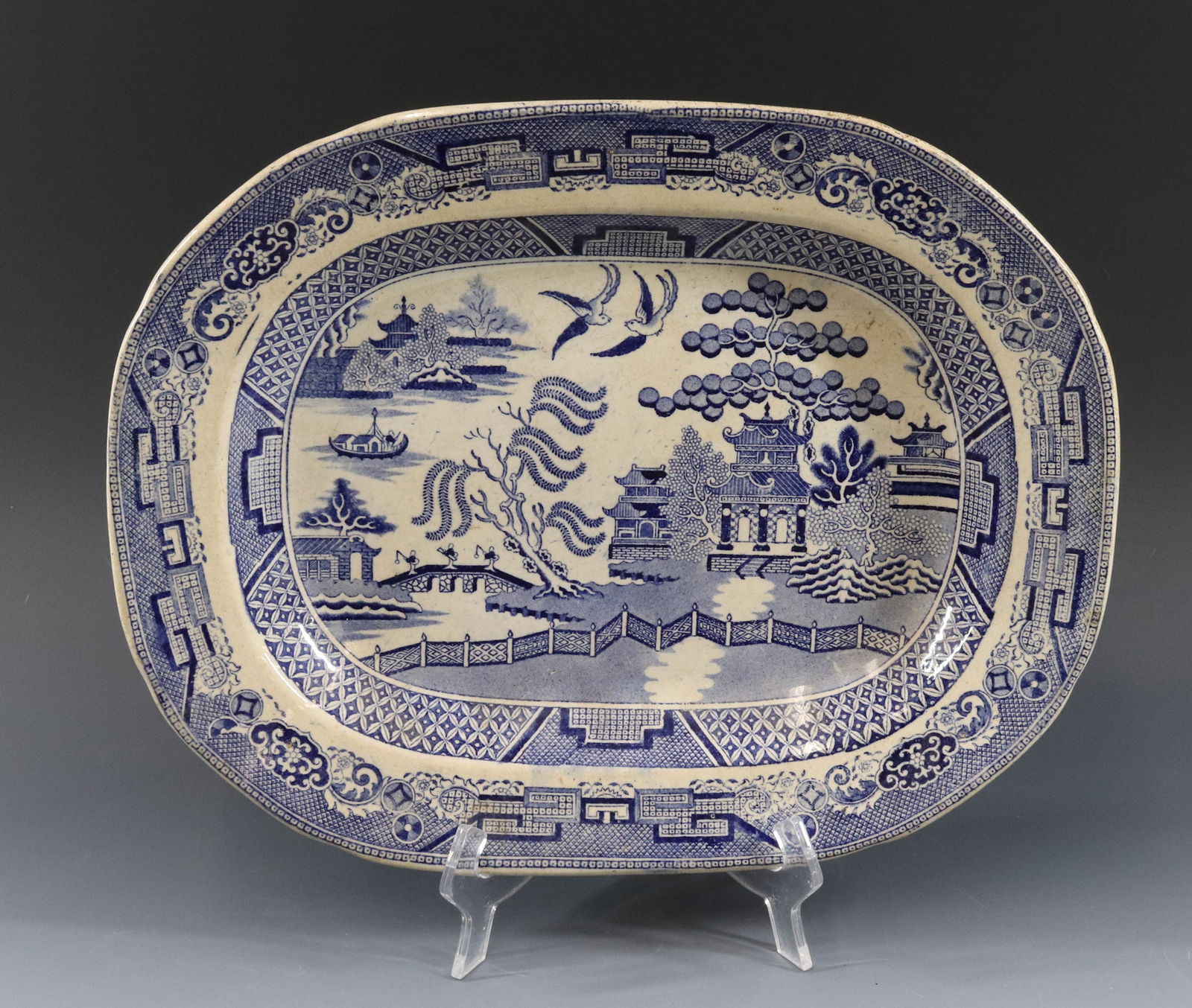 STAFFORDSHIRE BLUE WILLOW PLATTER (1 of 2)