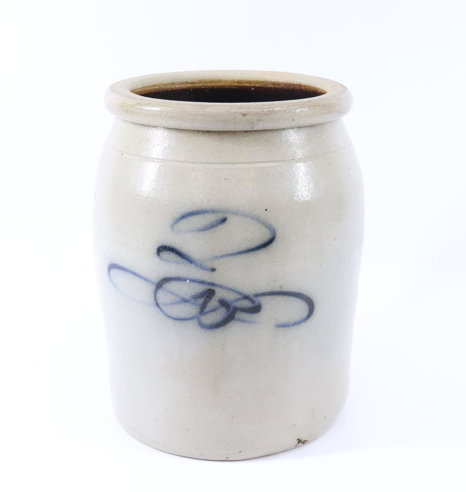 BLUE DECORATED STONEWARE CROCK (1 of 5)