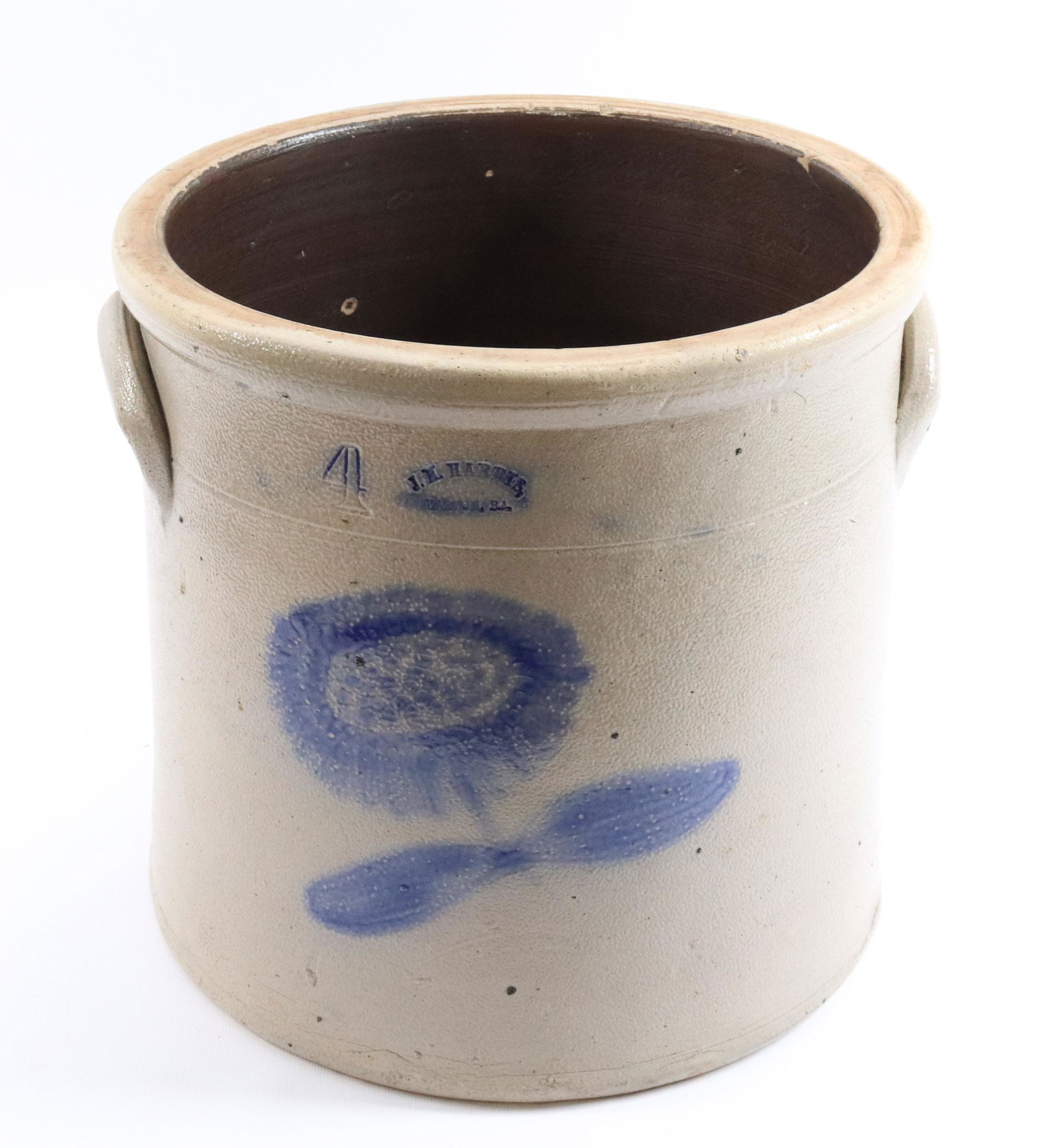 BLUE DECORATED STONEWARE CROCK (1 of 7)