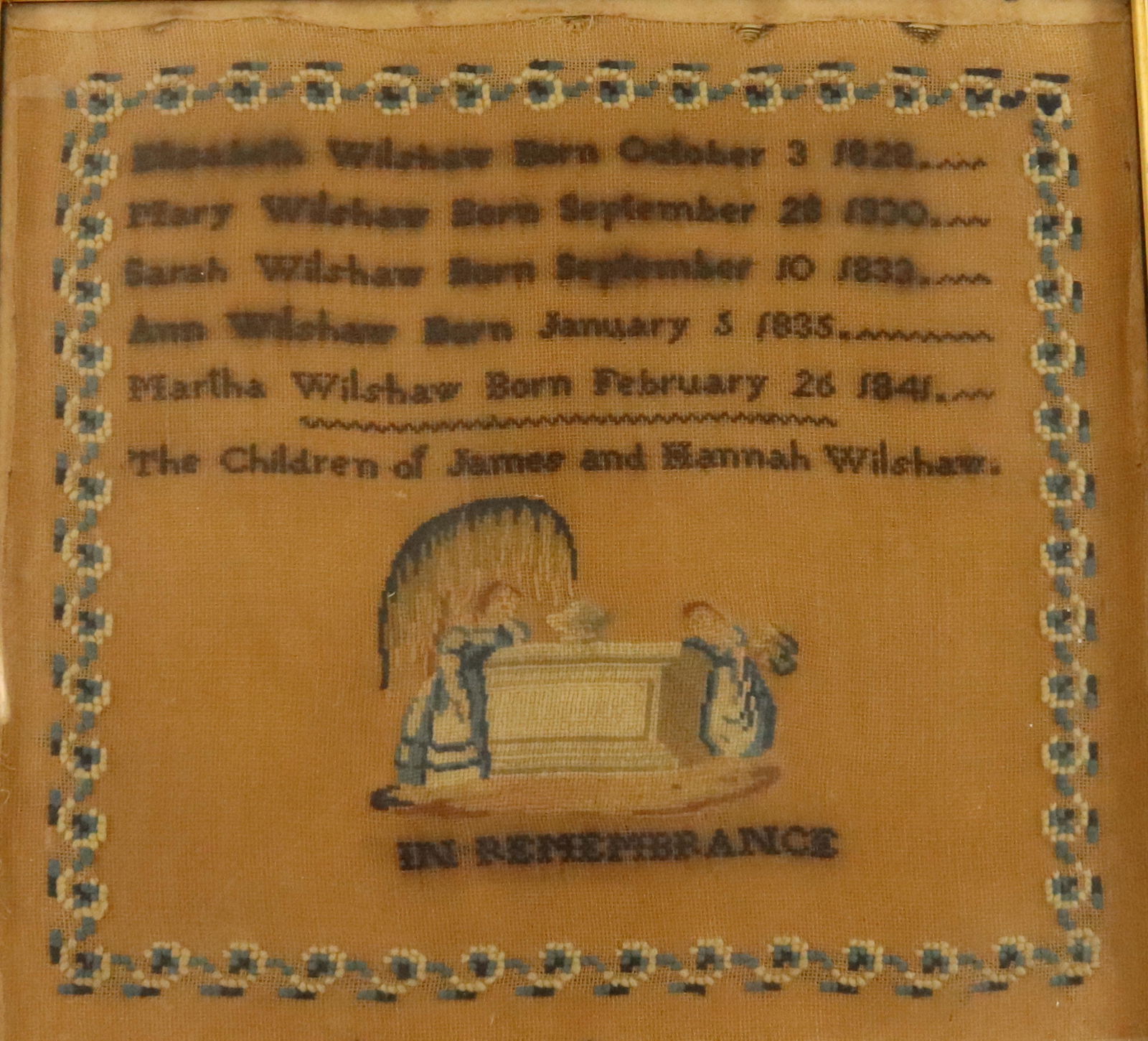 19TH C. AMERICAN MOURNING SAMPLER (1 of 5)