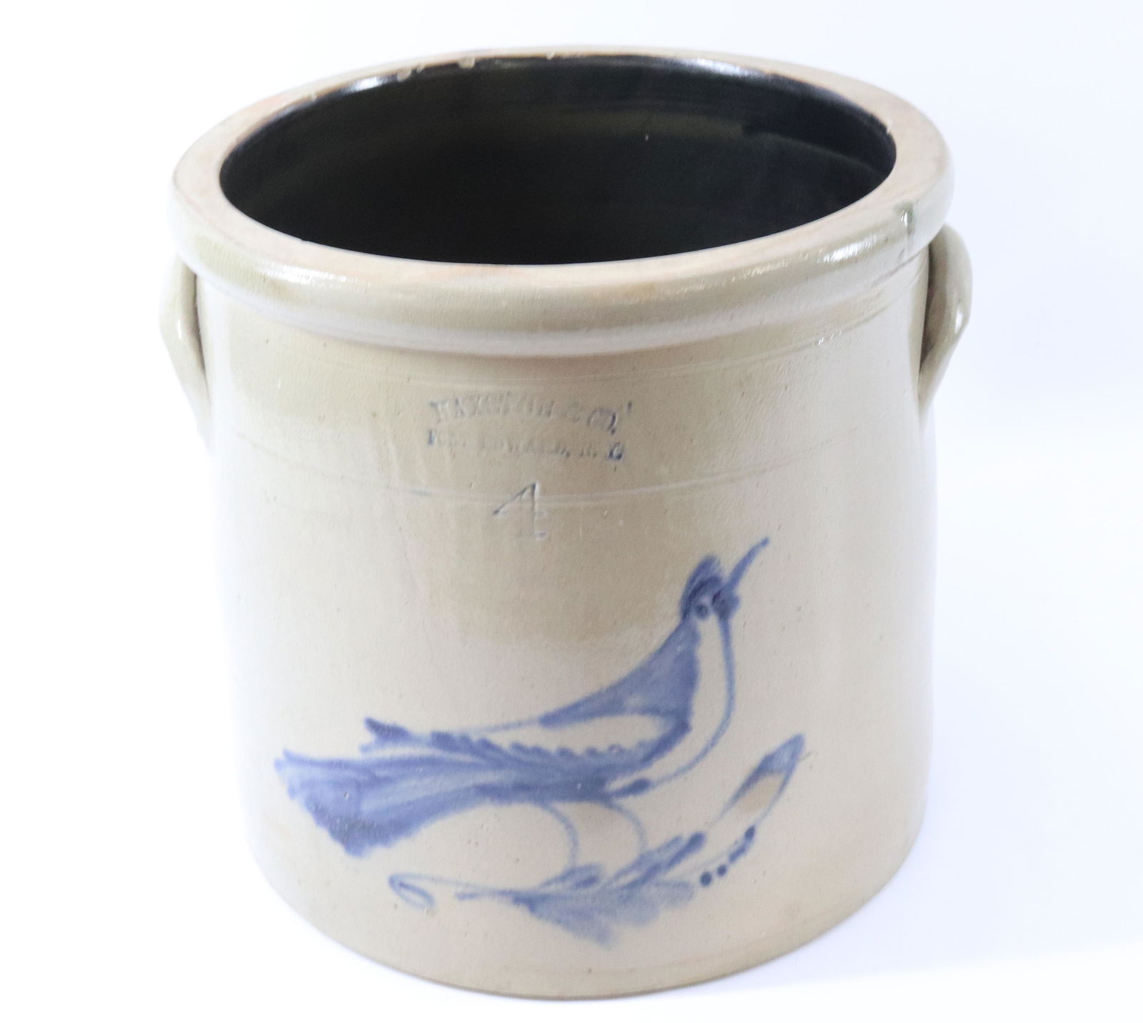 19TH C. BLUE DECORATED CROCK (1 of 7)