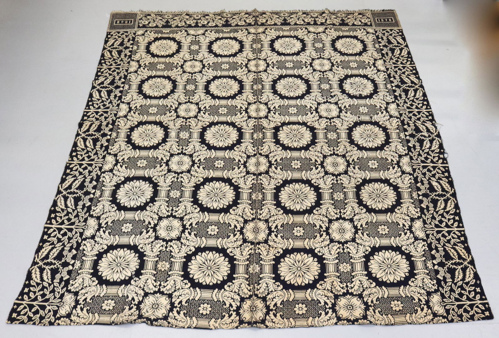 19TH C. BLUE/WHITE COVERLET (1 of 6)