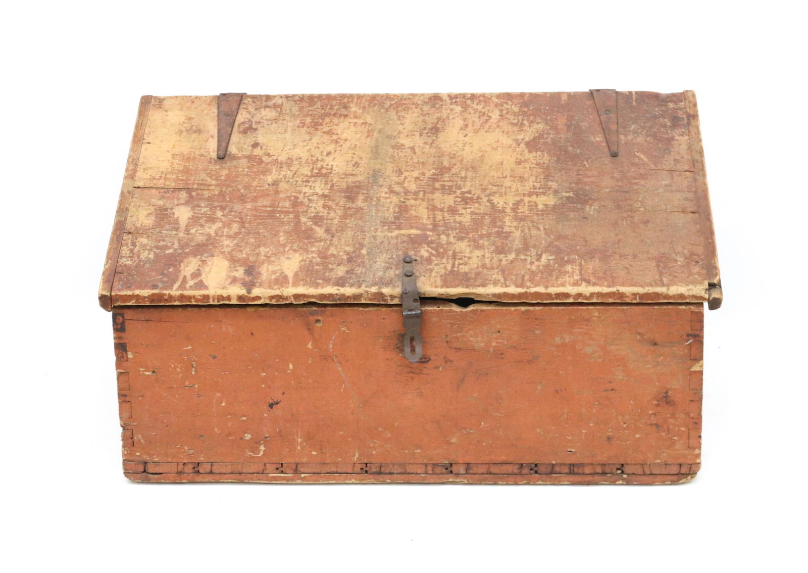EARLY WOODEN "WAGON" STORAGE BOX (1 of 6)